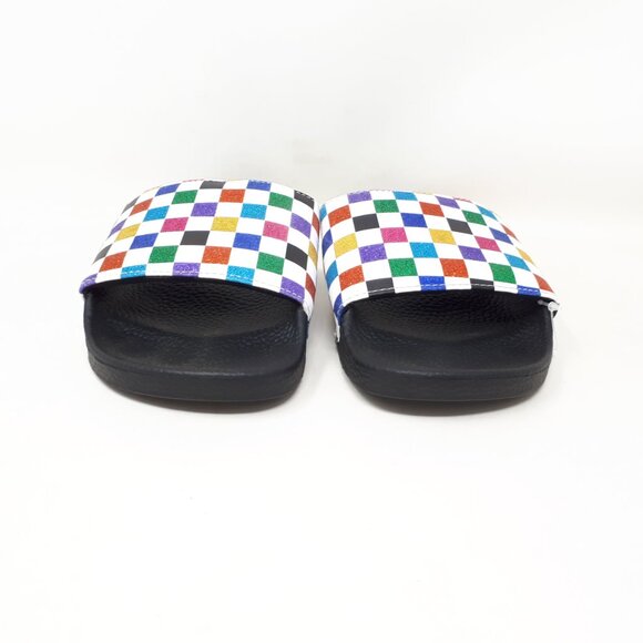 Vans Slide-On Glitter Rainbow Checkerboard Womens 8 Slipper Slip On Sandal Shoe - Picture 2 of 12